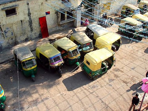 Parked auto rickshaws. For illustrative purposes only.