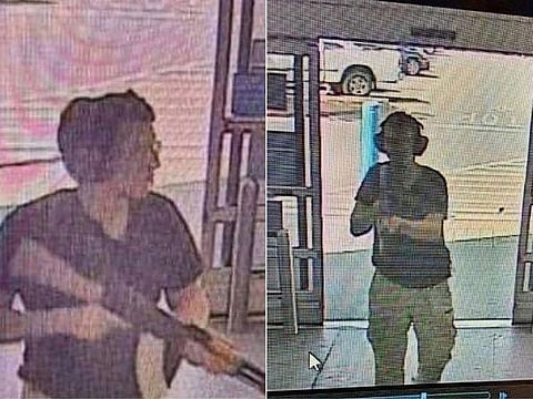 This CCTV image obtained by KTSM 9 news channel shows the gunman identified as Patrick Crusius, 21 years old, as he enters the Cielo Vista Walmart store in El Paso on august 3, 2019. 