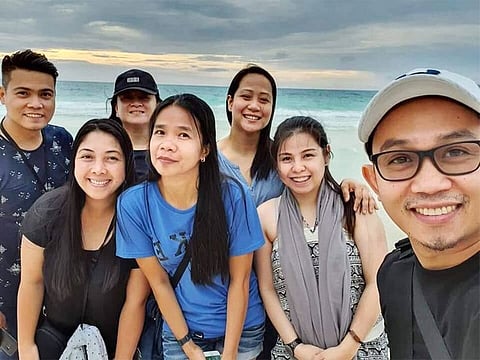 The group of UAE-based Filipino teachers who went together on a beach holiday in the Visayas, in central Philippines. Those who died included Andrew Valenzuela (extreme left), Eden Perales (second from left) and Jaquelyn Alferez (third from right).