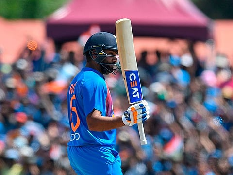 Rohit Sharma of India celebrates his half century during the 2nd T20i match between West Indies and India at Central Broward Regional Park Stadium in Lauderhill, Florida, on August 4, 2019.