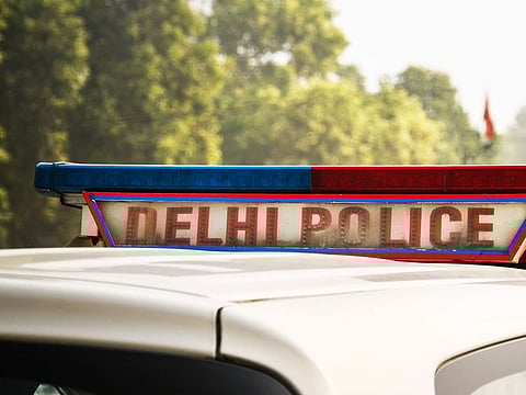 A police car on the street in New Delhi, India. For illustrative purposes only.