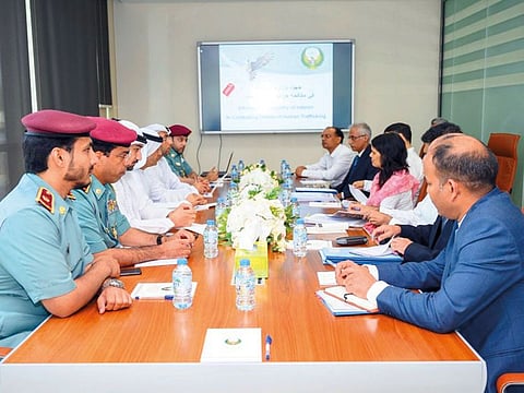 UAE and Indian officials during the meeting on combating human trafficking. 