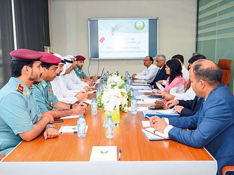 UAE and Indian officials during the meeting on combating human trafficking. 