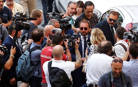 Italian Justice Minister Alfonso Bonafede arrives for a meeting at parliament, as Italian Senate is due to set a date to hold a no-confidence vote in the government in Rome, Italy, August 12, 2019. 