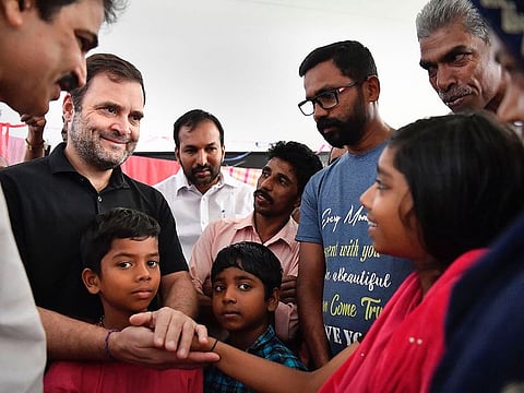 Congress leader Rahul Gandhi interacts with children 