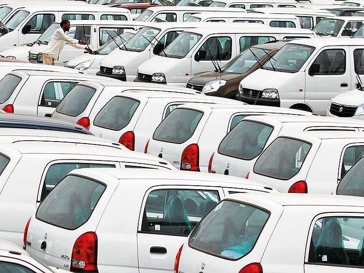 Maruti Suzuki cars at a stockyard in Ahmedabad