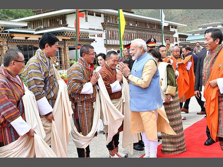 Prime Minister Narendra Modi was met by his Bhutanese PM Lotay Tshering