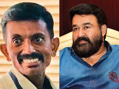 Dubai resident Razak Akkiparambil, left, and Malayalam superstar Mohanlal.