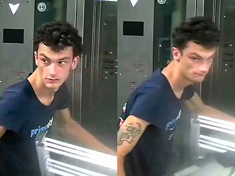 This undated surveillance video screen grab handout released by the New York City Police Department on August 17, 2019 shows suspect Larry K. Griffin leaving rice cookers in New York.