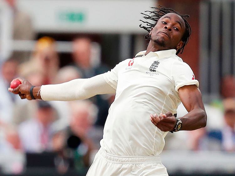 England's Jofra Archer bowls