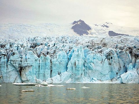 Vatnajökull, a glacier that once stretched over more than a tenth of Iceland, is shrinking by a length of nearly three football fields a year in some places, in Iceland