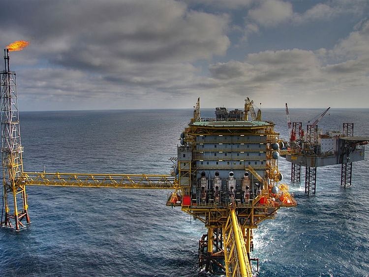Oil field, oil rig