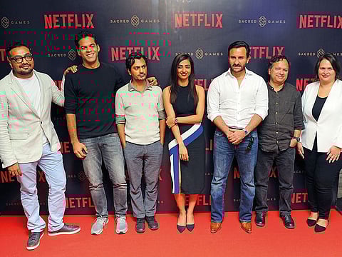 The cast and crew of Sacred Games during a promotion tour in Dubai last year