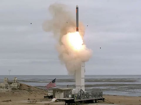 The ground-launched cruise missile was tested on an island off the Californian coast on Monday.