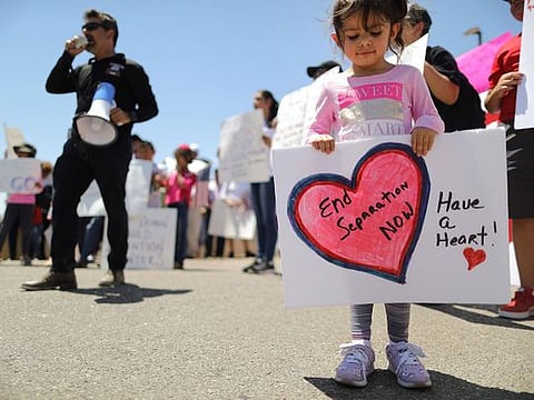 In this file photo protesters demonstrate in front of the US Border Patrol facility where lawyers reported that detained migrant children were held in Clint, Texas