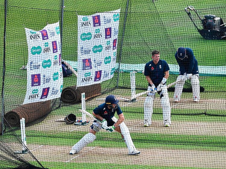 England players bat in the nets