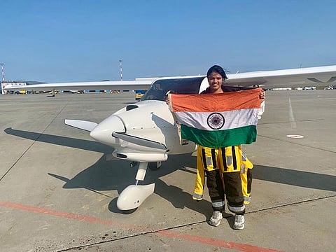 Mumbai girl Aarohi Pandit, currently on a global flight in a small plane, on Wednesday created history by becoming the first woman pilot to cross both Atlantic Ocean and Pacific Ocean solo in a Light Sports Aircraft.