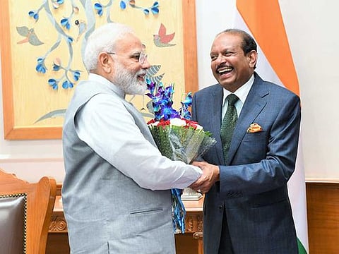 Prime Minister Narendra Modi with Yusuffali M.A., Chairman and Managing Director, LuLu Group