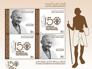 Emirates Post in Dubai launches commemorative stamps to mark 150th birth anniversary of Mahatma Gandhi