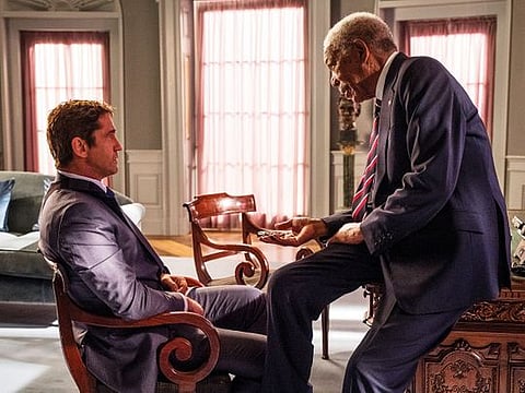 Gerard Butler and Morgan Freeman in ‘Angel Has Fallen’