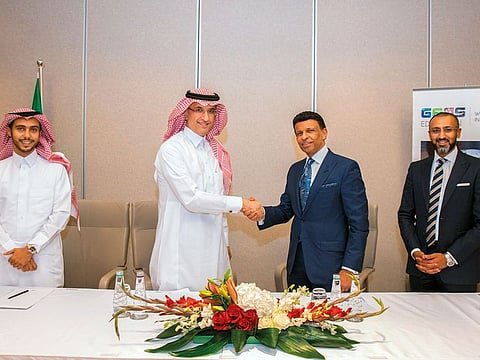 From left: Ahmad Al Qahtani, CIO of Hassana, Al Fadly, Sunny Varkey, Founder of GEMS Education, Dino Varkey, CEO of GEMS Education, during the signing of the deal.