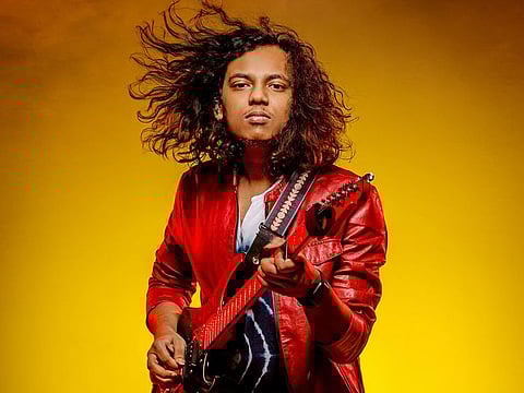 Rhythm Shaw, 23 Years Old Guitarist Prodigy at the Gulf News HQ Photo Studio, Dubai.