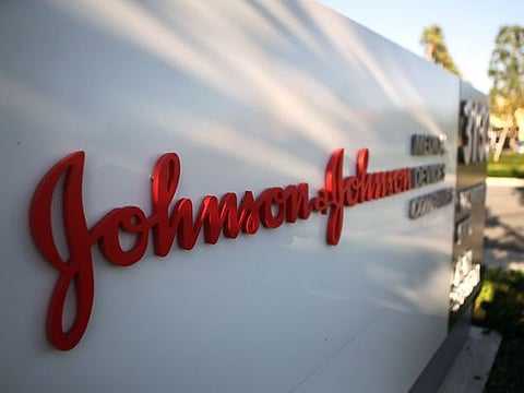 A sign is posted at the Johnson & Johnson campus in Irvine, California
