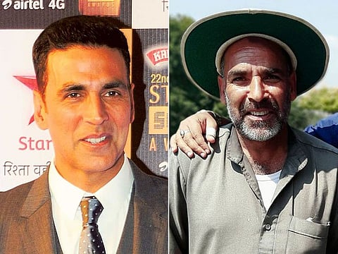 A combination picture of Akshay Kumar and his look-alike Majid Mir from Kashmir