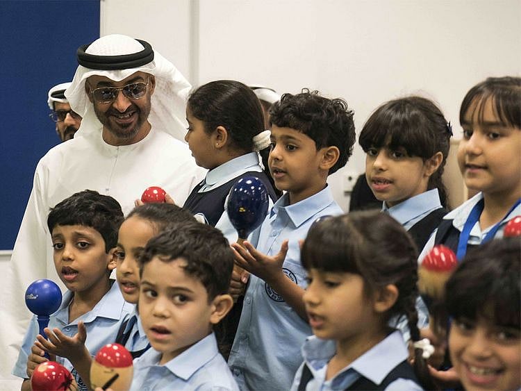 Sheikh Mohamed Bin Zayed with students