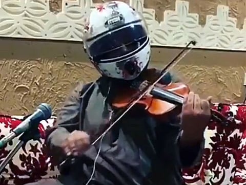 Screen grab of the musician from video