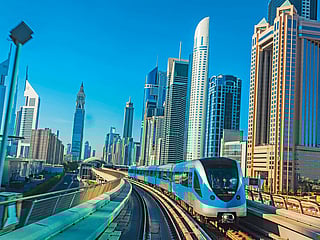 The Dubai Metro on Shaikh Zayed road.