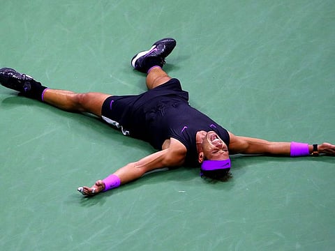 Rafael Nadal celebrates his US Open win.