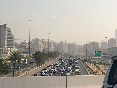 Rush-hour traffic in Dubai on Monday. 