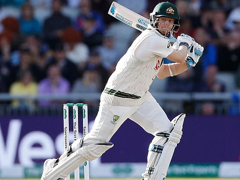 Australia's Steve Smith in full flow during the fourth Ashes Test against England.