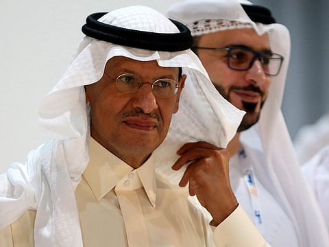 Saudi Arabia's new Energy Minister, Prince Abdulaziz bin Salman takes a tour at the exhibition during the 24th World Energy Congress in Abu Dhabi