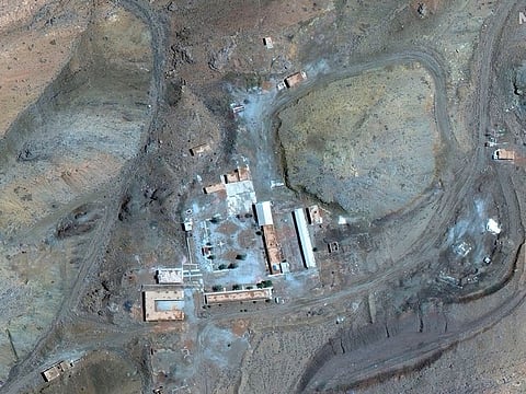 satellite image from Maxar Technologies shows an area near Abadeh, Iran. The UAE praised the IAEA's significant role in the vetting and monitoring of Iran's nuclear programme.