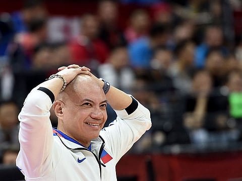 Yeng Guiao, coach of the Philippines reacts during the Basketball World Cup Group D game between Serbia and Philippines in Foshan