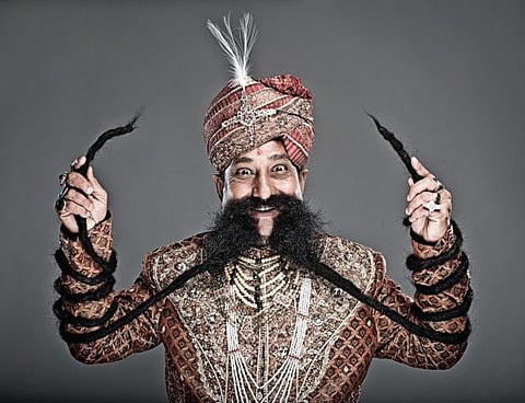 Ram Singh Chauhan, longest moustache record holder. 