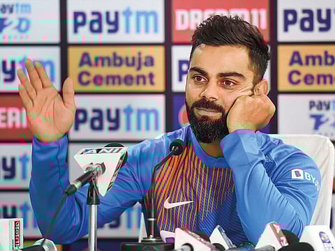 Indian captain Virat Kohli during a press conference in Dharamsala yesterday. India and South Africa are scheduled to play their first T20 match of a three-match series.