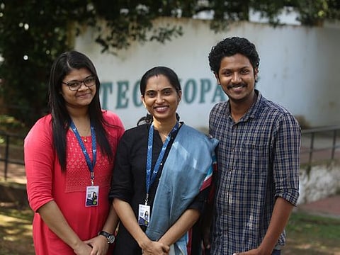 The founders of Daad: Sulu A. Naushad, Remya Raj, and Abey James