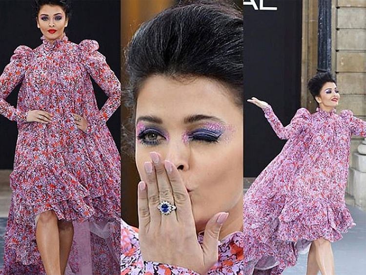 Indian actress Aishwarya Rai Bachchan presents a creation for L'Oreal 