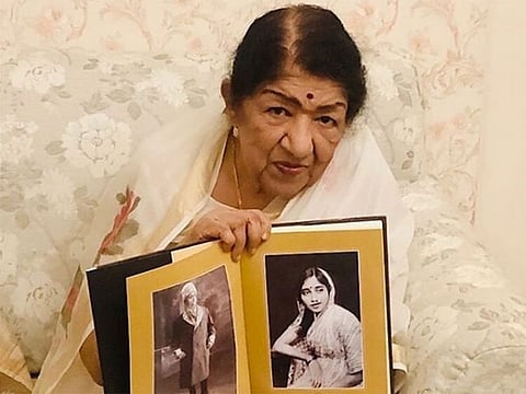 Indian singer Lata Mangeshkar's picture she posted on Instagram. 