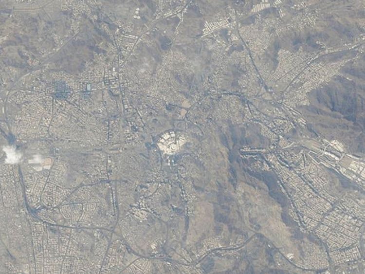 Mecca from space, taken by Hazzaa AlMansoori, UAE's first astronaut