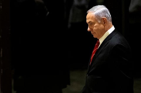 Israeli Prime Minister Benjamin Netanyahu arrives to a nomination ceremony at Israeli President Reuven Rivlin's residence in Occupied  Jerusalem September 25, 2019.