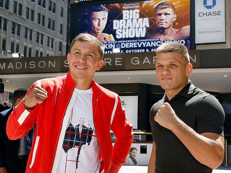 Gennady Golovkin (left) with Sergiy Derevyanchenko