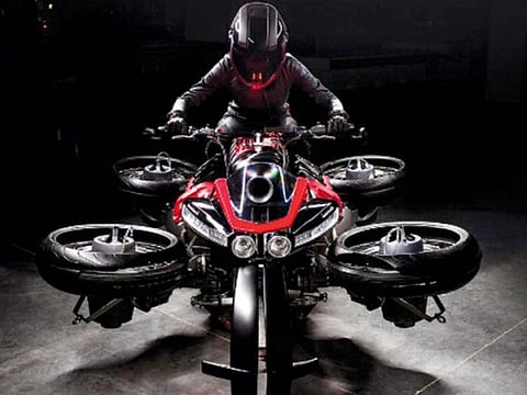 The Lazareth Moto Volante is a 4-wheel tilting motorcycle, powered by a Maserati V8 engine that delivers 470 brake horse power (bhp). 