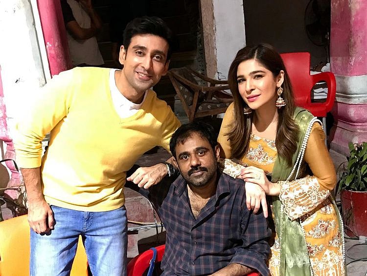 Sami Khan, Ayesha Omar and choreographer Pappoo Samrat at the shoot of KAAF KANGANA-1570435959043