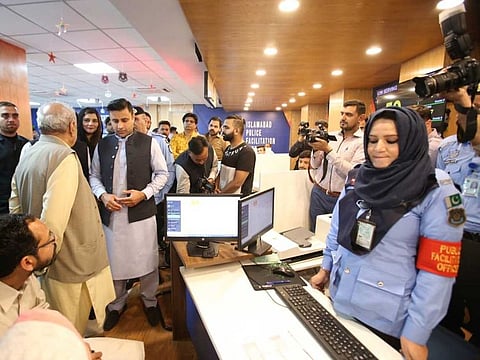 Zulfiqar Bukhar at the inauguration of special counter for overseas Pakistanis at the Model Police Stations in Islamabad on Tuesday.