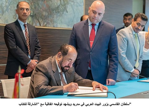 His Highness Dr Shaikh Sultan Bin Mohammad Al Qasimi, Supreme Council Member and Ruler of Sharjah, visited the Arabian House in Madrid, as part of his official visit to attend the opening of LIBER International Book Fair 2019 where Sharjah is celebrated its “Guest of Honour.
Dr. Shaikh Sultan attended the signing of a cooperation agreement between the Sharjah Book Authority, and the Arab House, which serves as an official Centre for intercultural exchange between the Arabs and the Spanish.

The agreement aims to promote the Emirati and Arab culture in Spain, and calls for fostering means of joint cooperation between Sharjah and Spain. 
WAM