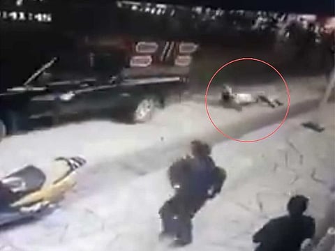 CCTV footage captured the moment the mayor was being dragged along the streets